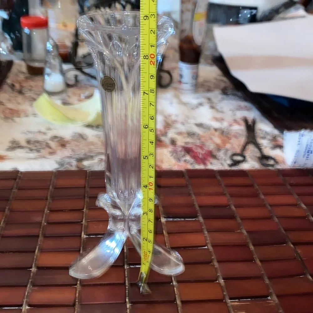 Cristal d'Arques Lead Crystal Footed Bud Vase Vintage Petal Details EUC
